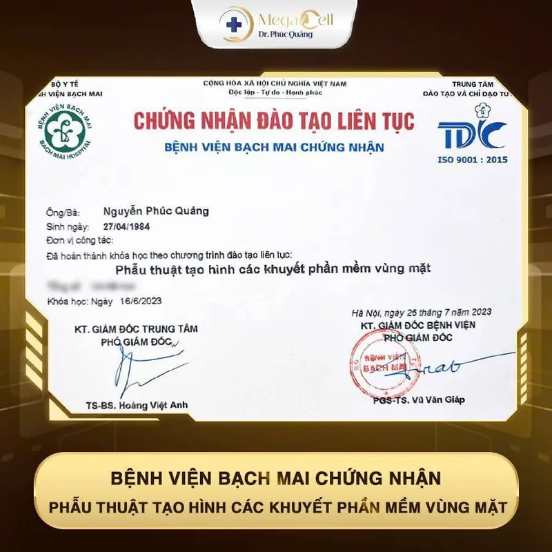 Chứng nhận BV Bạch Mai